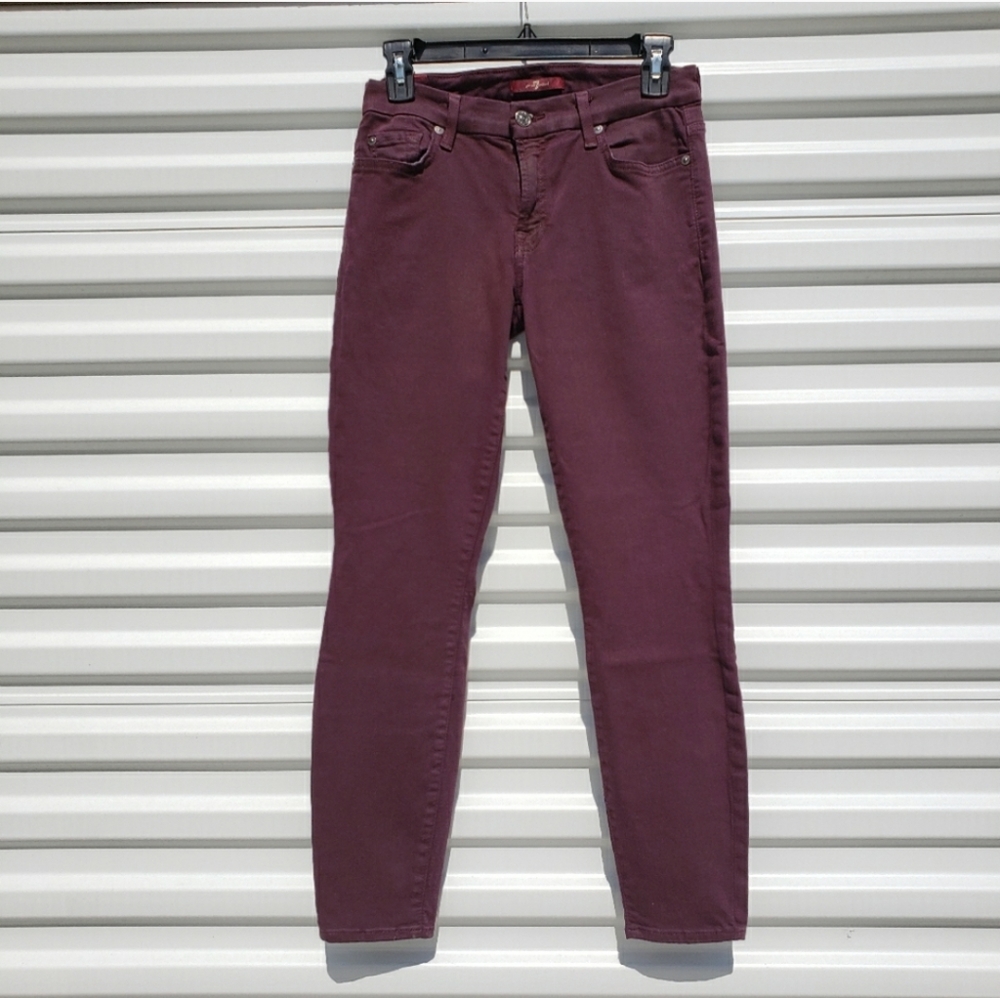 7 for all mankind ankle skinny deep purple jeans